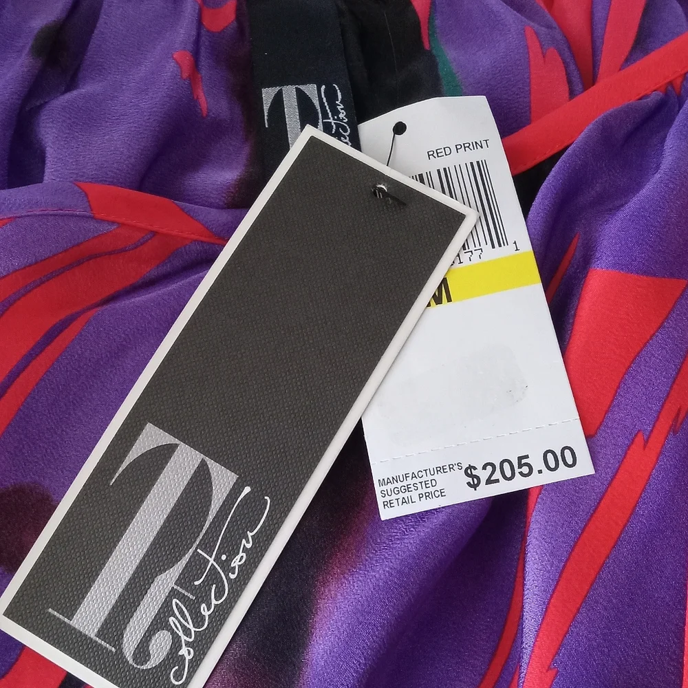 Tt Collection Multicolored Button Down 100% Silk Blouse Size M NWT - Picture 8 of 8